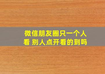 微信朋友圈只一个人看 别人点开看的到吗